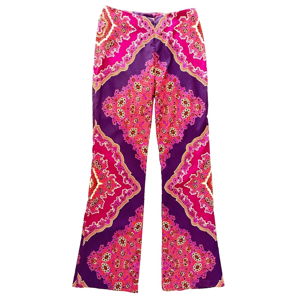 Vintage Cache Gold Label Paisley Psychedelic Flare Bell Bottom Pants 4 Made USA